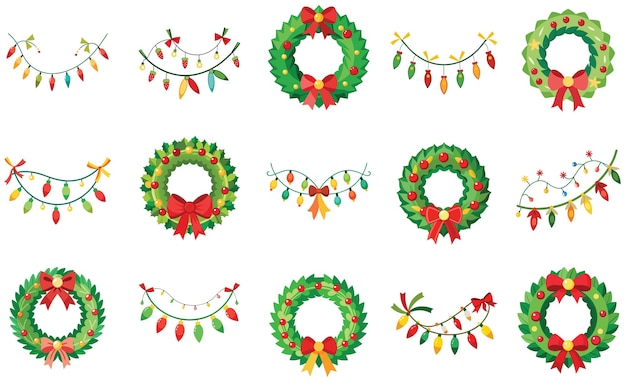 Coronas de Navidad y luces de cuerda Decoraciones festivas