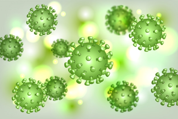 Coronavirus 2019-nCoV y fondo de virus con células de enfermedad