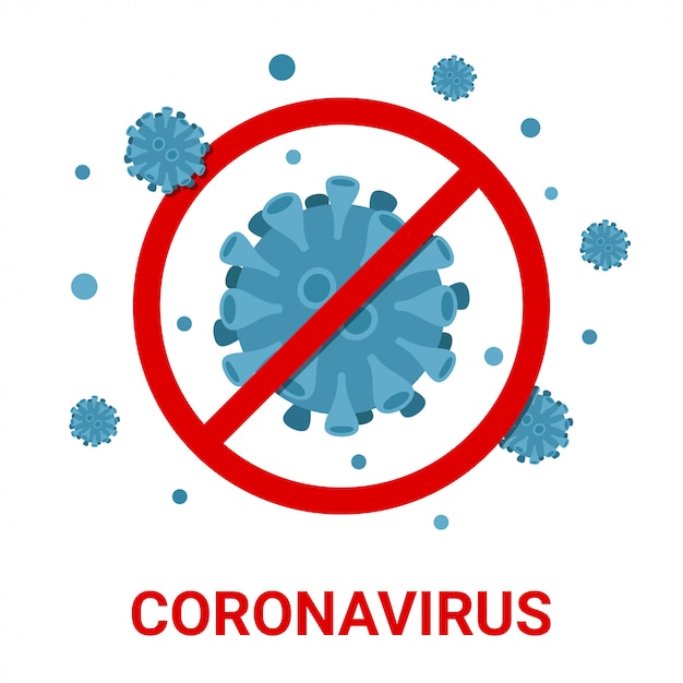 Vector coronavirus 2019-ncov con ilustración de signo prohibido