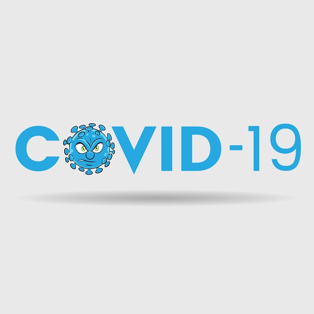 Vector coronavirus enojado por el texto azul de covid19