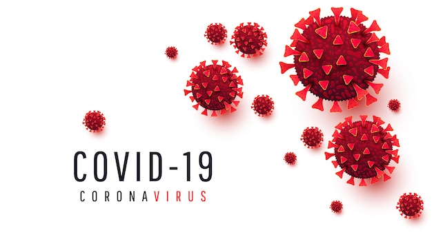 Coronavirus. Fondo horizontal con enfermedades de las células aisladas sobre fondo blanco.