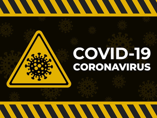 Coronavirus que advierte el fondo amarillo de la muestra covid19.