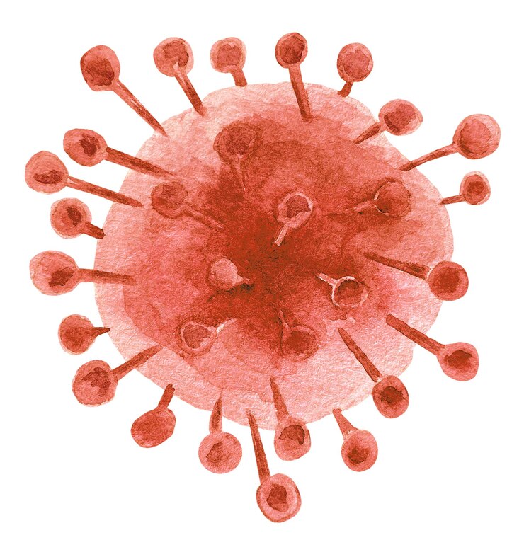 Vector un coronavirus rojo con el número 1 en él