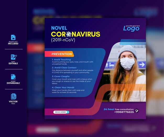 Coronavirus Social Media Post Template Premium