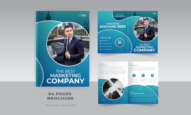Corporate Business 4 Página lista para imprimir diseño de plantilla de folleto plegado en dos