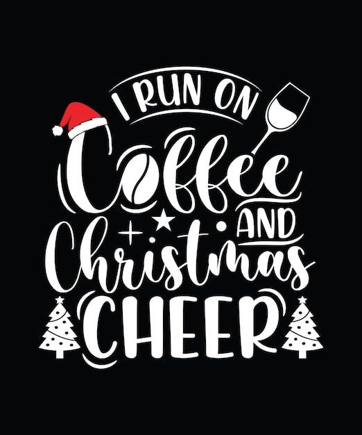 CORRE CON CAFÉ DISEÑO DE CAMISETA DE NAVIDAD