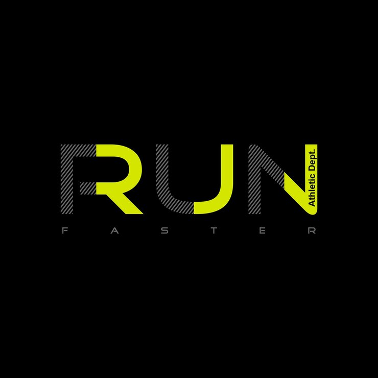 Vector corre más rápido, moderno y elegante, citas motivacionales, eslogan tipográfico