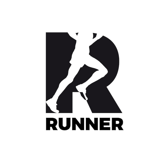 Corredor del logotipo vectorial dentro de la letra R