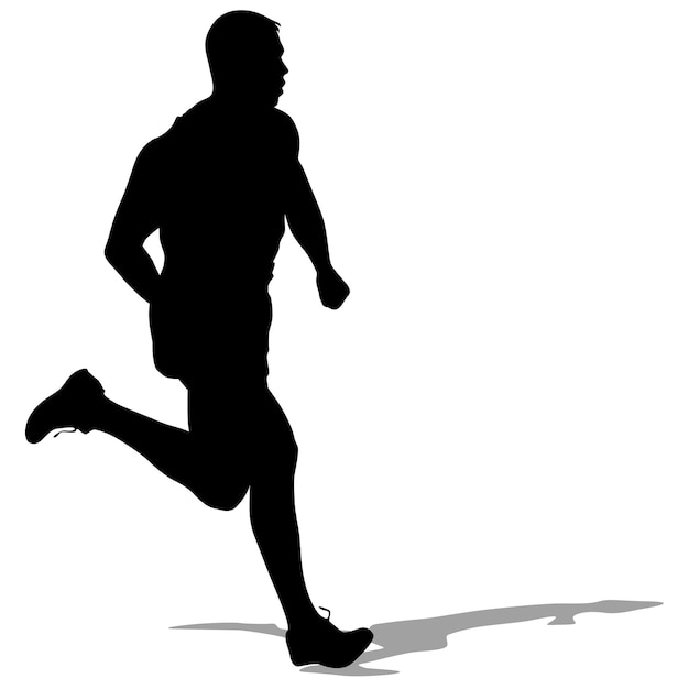 Corredores de siluetas en la ilustración de vector de hombres de sprint