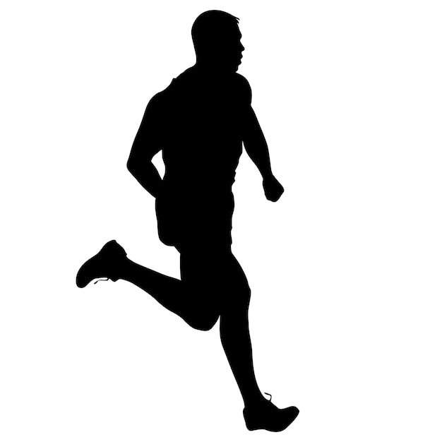 Corredores de siluetas en la ilustración de vector de hombres de sprint