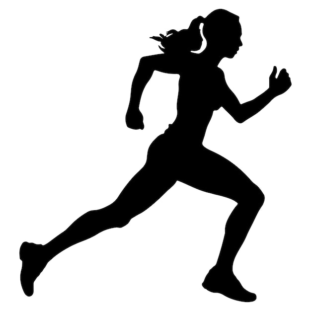 Corredores de siluetas en la ilustración de vector de mujeres de sprint
