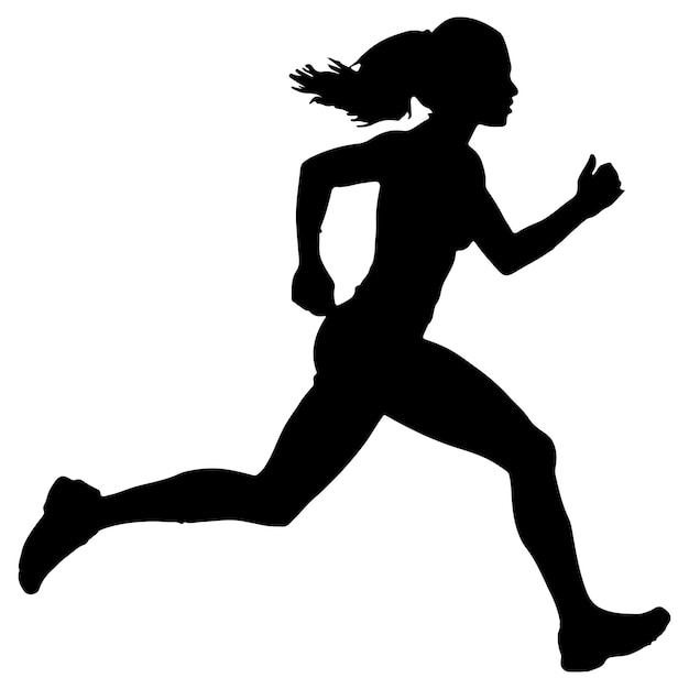 Corredores de siluetas en la ilustración de vector de mujeres de sprint