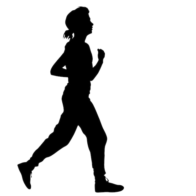 Corredores de siluetas en la ilustración de vector de mujeres de sprint