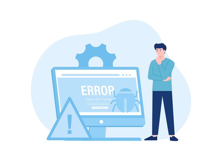 Vector corregir el error 404 página de pantalla de la computadora con el error tendencia concepto ilustración plana