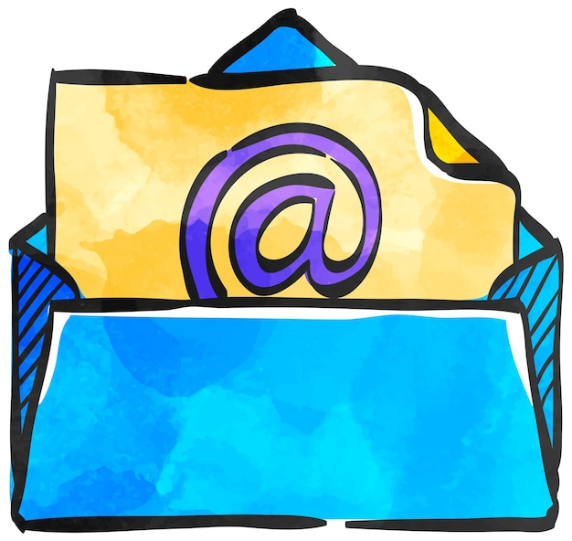 Vector correo electrónico de icono de estilo acuarela