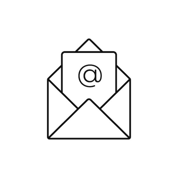 Correo electrónico icono negro Abrir sobre web con carta