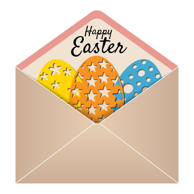 Vector correo de papel de sobre de pascua con un huevo de pascua vintage ilustración vectorial