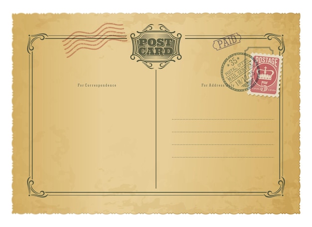 Vector correo postal antiguo franqueo retro vintage