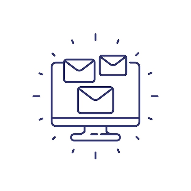 Correos electrónicos en el icono de línea de pantalla