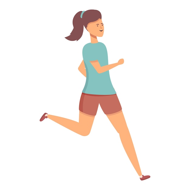 Correr chica icono dibujos animados vector deporte escuela niño feliz