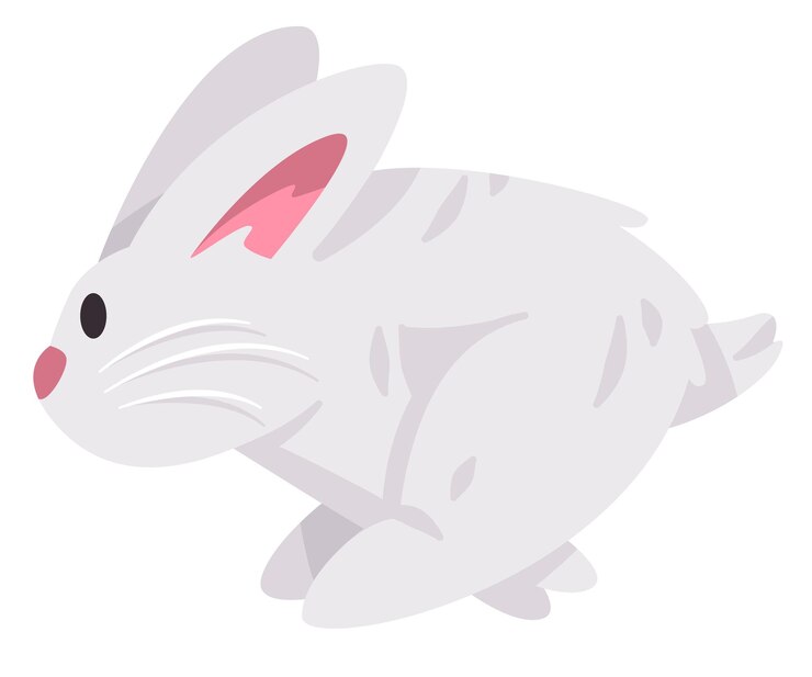 Vector correr conejos saltar conejos o conejo lindo animal adorable con cabello peludo en color blanco