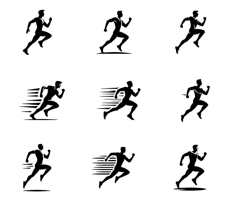 Correr deporte hombre logotipo conjunto de plantillas de colección de iconos Correr carrera corriendo velocidad rápida elementos de jogging