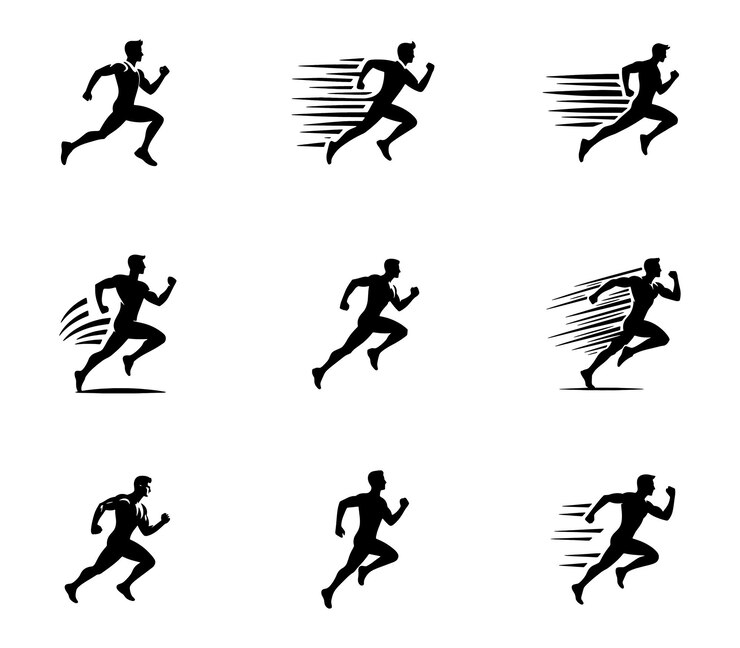 Correr deporte hombre logotipo conjunto de plantillas de colección de iconos Correr carrera corriendo velocidad rápida elementos de jogging