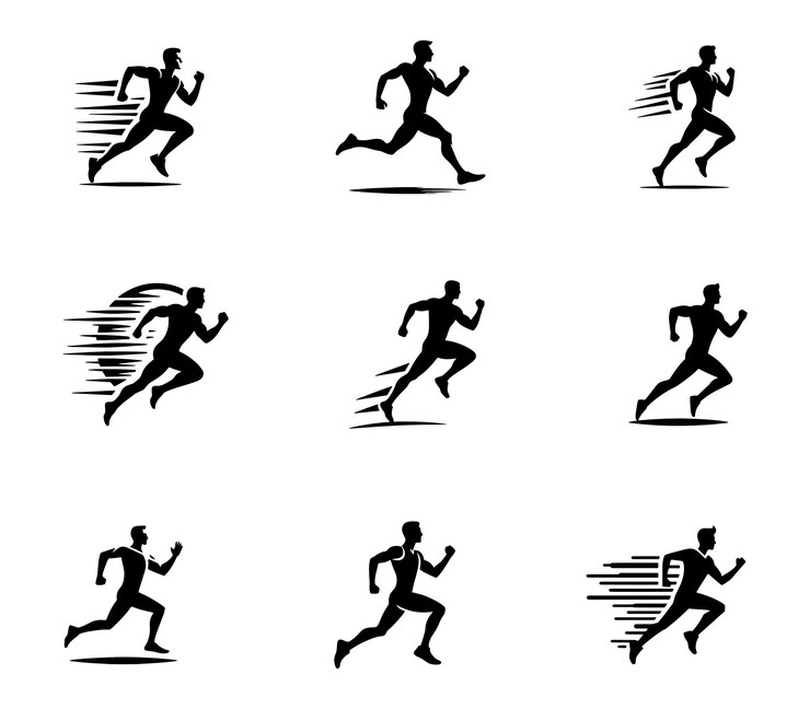 Correr deporte hombre logotipo conjunto de plantillas de colección de iconos Correr carrera corriendo velocidad rápida elementos de jogging