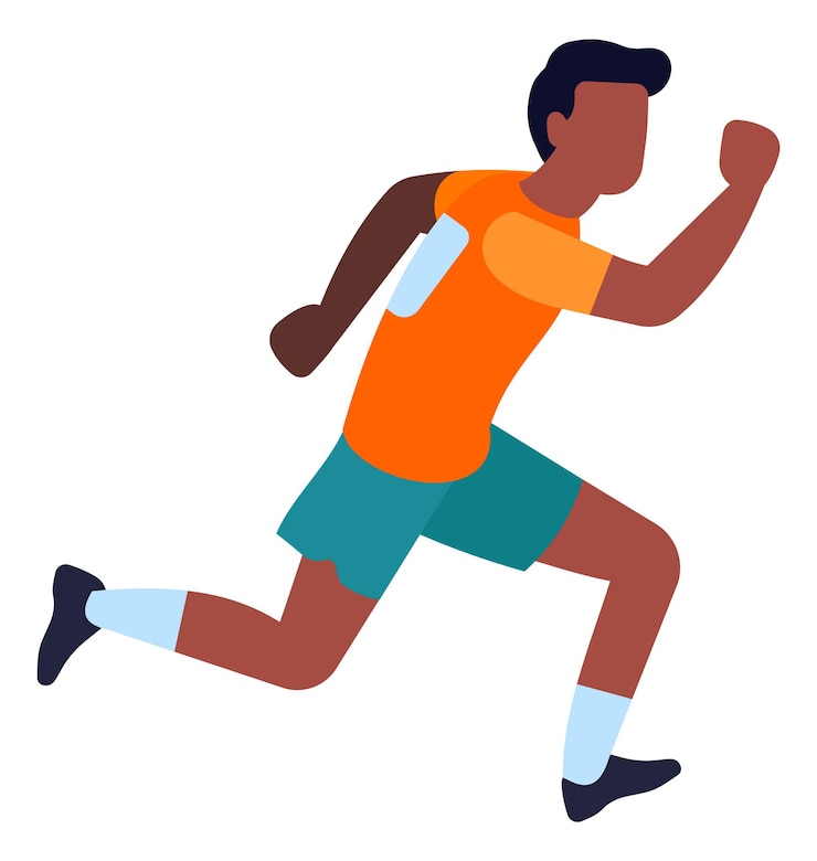 Vector correr a joven se prepara para la carrera de velocidad. concepto de entrenamiento deportivo. ilustración vectorial
