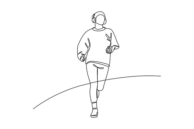 Correr mientras se escucha música Concepto deportivo de carrera minimalista