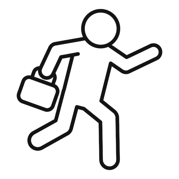 Correr persona trabajo tarde icono contorno vector mañana ocupado