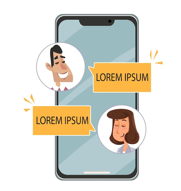 Correspondencia en el teléfono Imagen de un teléfono inteligente Diálogo entre hombres y mujeres comunicación en línea
