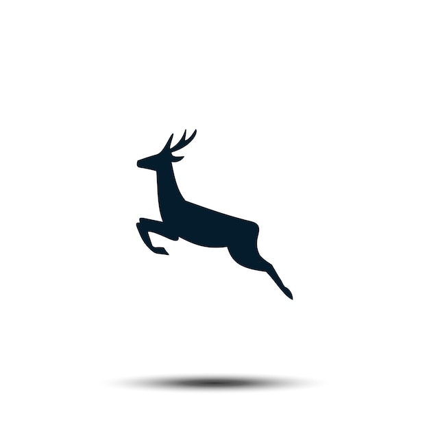 Corriendo Ciervo Signo Icono Asta Vector Plantilla Diseño Plano