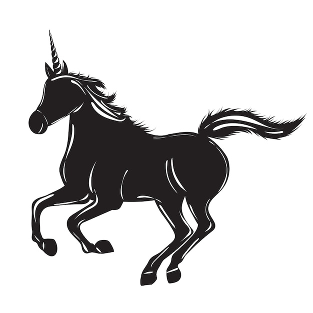 Corriendo unicornio silueta vector aislado