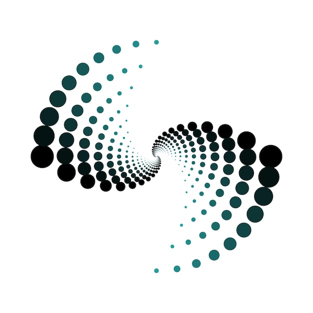 Corriente onda de línea punteada textura de medio tono forma de curva de medio tono en fondo blanco onda vectorial 3D