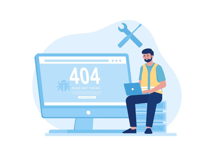 Vector se corrigieron los errores 404, el concepto de tendencia, la ilustración plana.