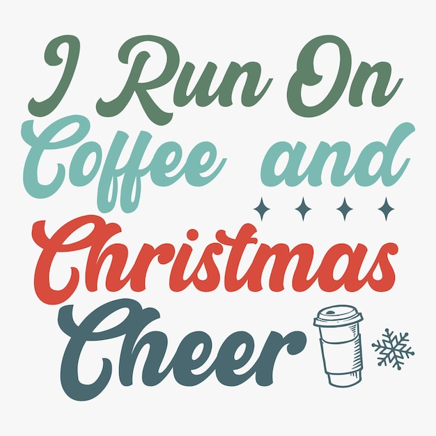 Corro con café y camiseta retro de alegría navideña