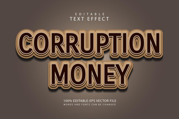 Corrupción dinero efecto de texto editable 3 dimensiones relieve estilo moderno