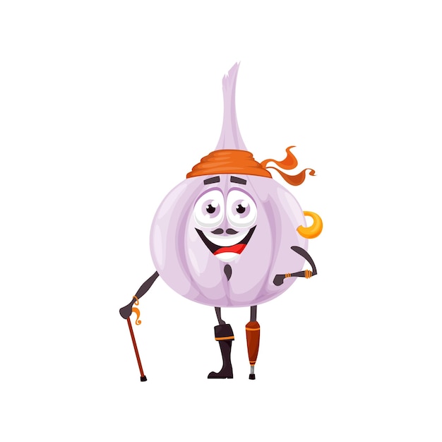 Corsario de personaje de dibujos animados de bulbo de ajo emoji pirata