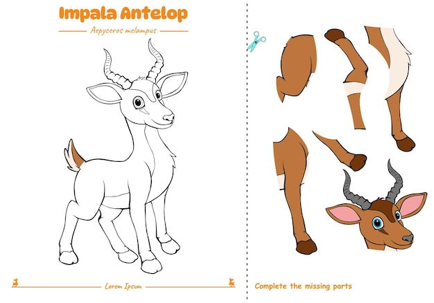 Corta y pega el antílope Impala listo para imprimir