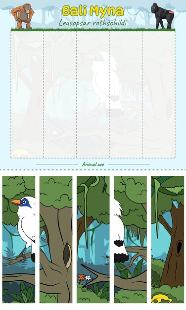 Corta y reproduce Bali Myna Bird Vertical listo para imprimir