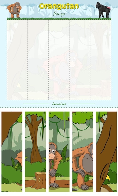 Corta y reproduce Orangután Vertical listo para imprimir