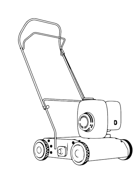 Cortadora de césped de boceto con motor vectorial