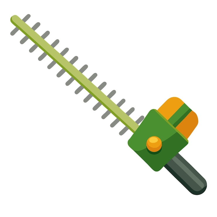 Vector cortadora de setos eléctrica verde para trabajos de jardín y patio