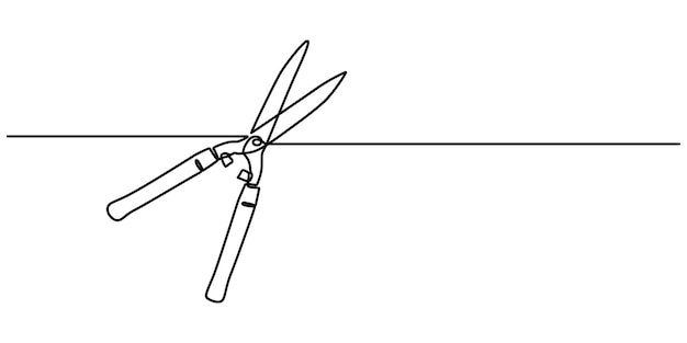 Cortadores de setos de jardinería Dibujo de líneas con corte de setos editable y elementos de color