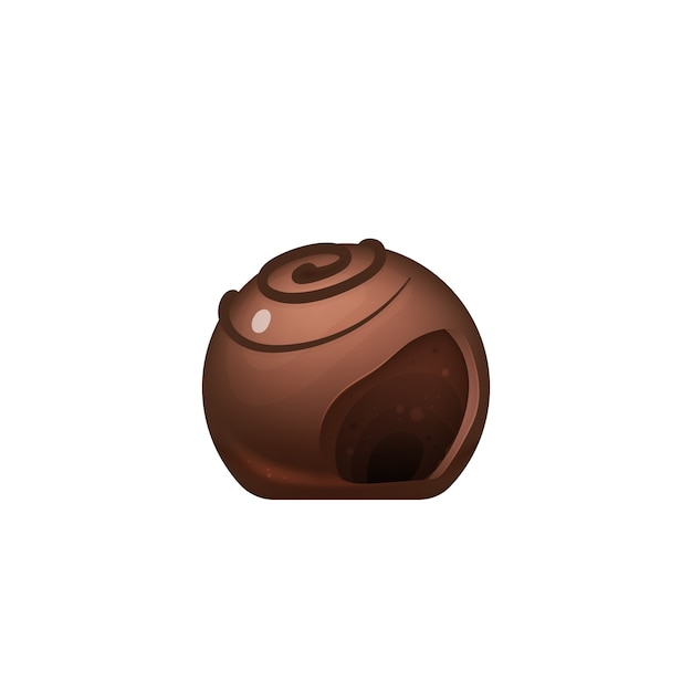 Cortar el caramelo de chocolate dulce cacao postre realista ilustración confitería de azúcar delicioso polo apetitoso glaseado delicioso caramelo praliné d objeto aislado sobre fondo blanco