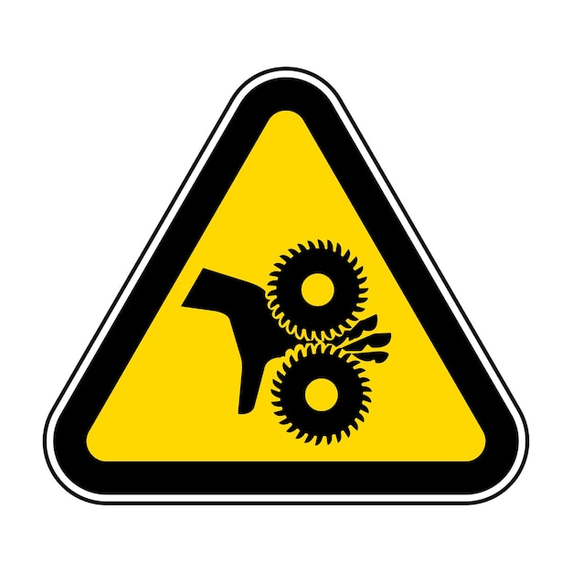 Cortar los dedos cuchillas giratorias símbolo signo vector ilustración aislado en fondo blanco etiqueta EPS10