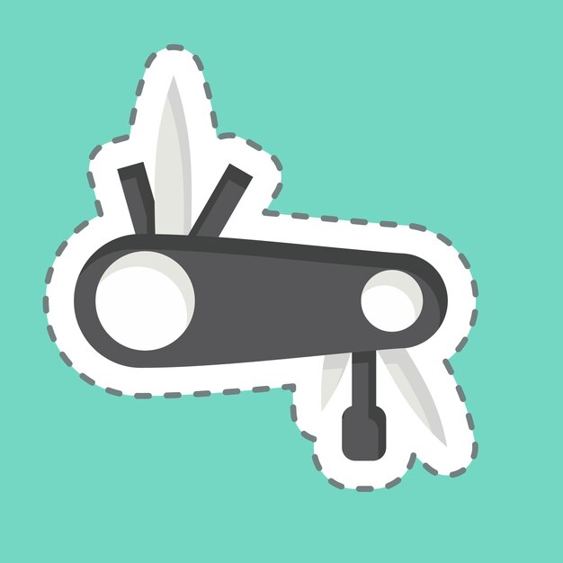 Cortar la línea de pegatinas Multitool relacionado con el símbolo de la bicicleta diseño simple editable