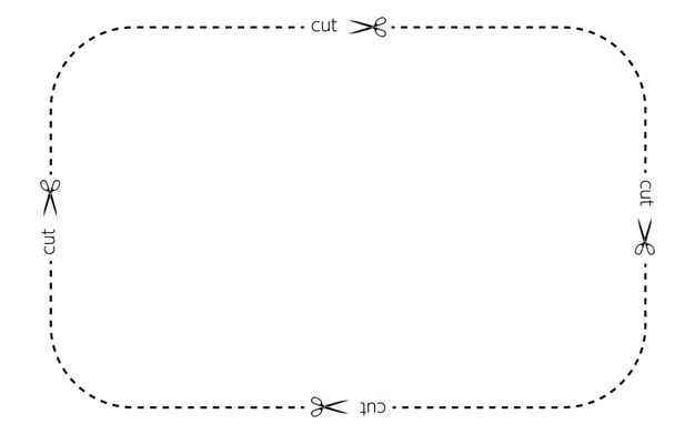 Cortar línea con tijeras y cortar letras.