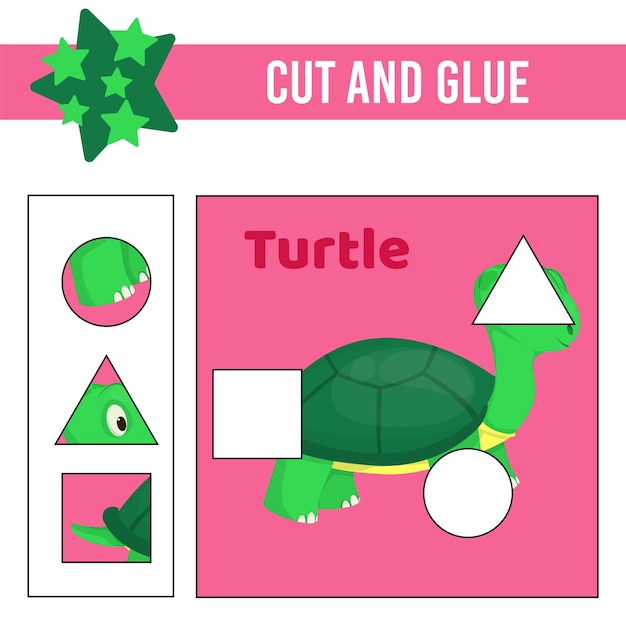 Cortar y pegar la hoja de trabajo. Juego para niños. Hoja de trabajo de desarrollo de educación. Página de actividad de color.